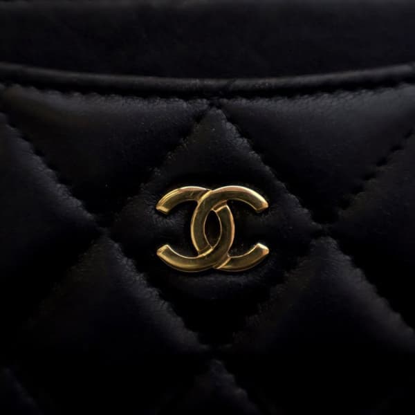 Pre-owned Chanel CC Quilted Lambskin Card Holder Black