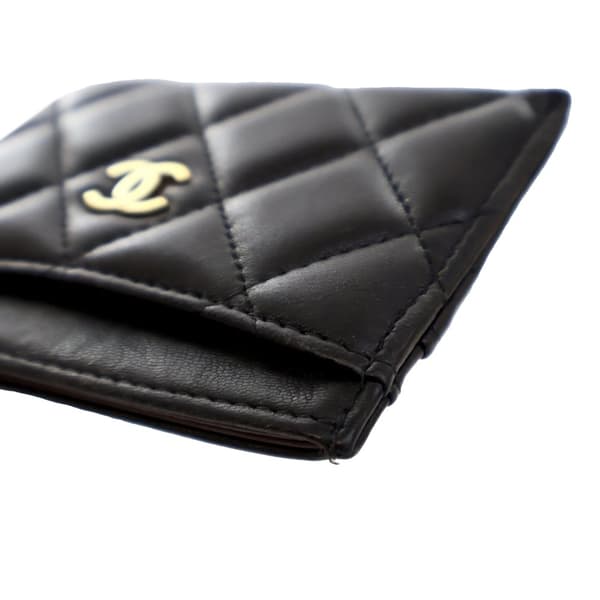 Pre-owned Chanel CC Quilted Lambskin Card Holder Black