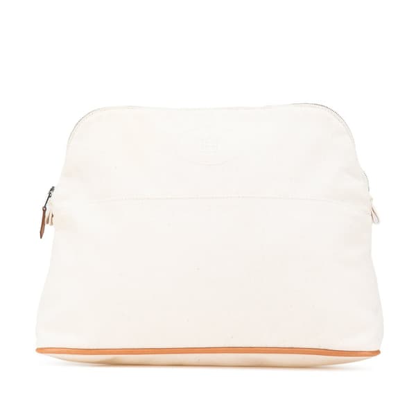 Pre-owned Hermès Toile Bolide Trousse de Voyage GM White