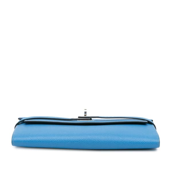 Pre-owned Hermès Epsom Kelly Longue Wallet Blue
