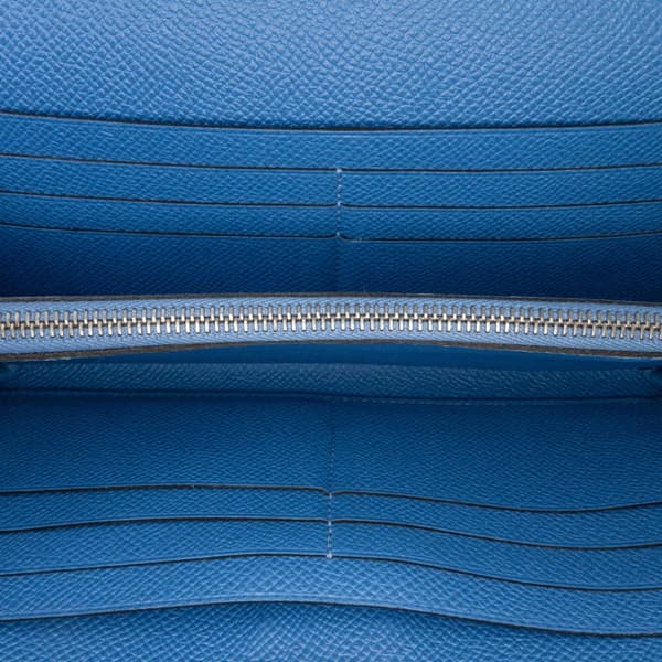 Pre-owned Hermès Epsom Kelly Longue Wallet Blue