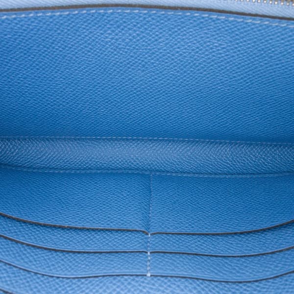 Pre-owned Hermès Epsom Kelly Longue Wallet Blue