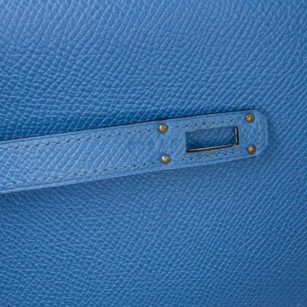 Pre-owned Hermès Epsom Kelly Longue Wallet Blue