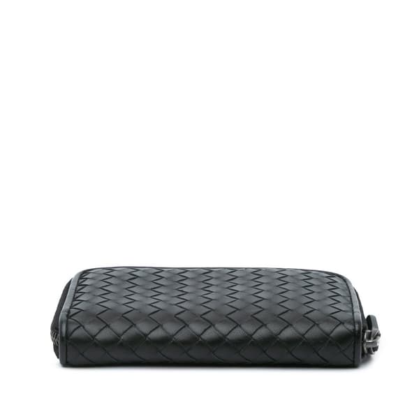 Pre-owned Bottega Veneta Nappa Intrecciato Zip Around Wallet Black