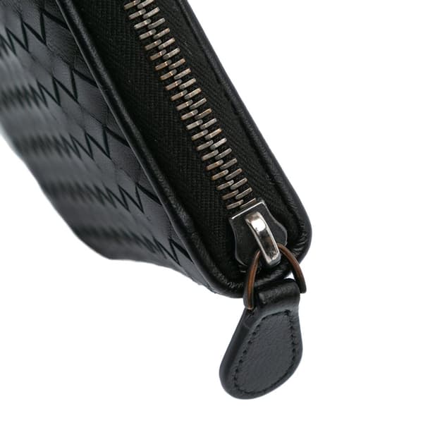 Pre-owned Bottega Veneta Nappa Intrecciato Zip Around Wallet Black
