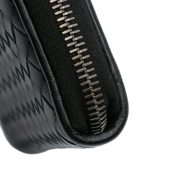 Pre-owned Bottega Veneta Nappa Intrecciato Zip Around Wallet Black
