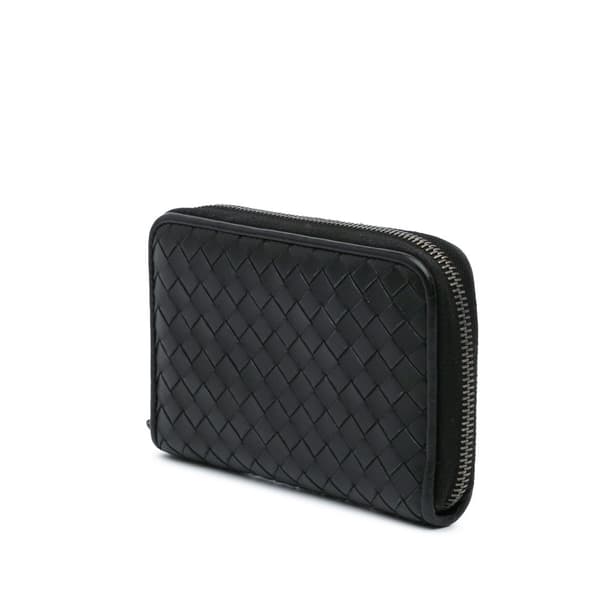 Pre-owned Bottega Veneta Nappa Intrecciato Zip Around Wallet Black