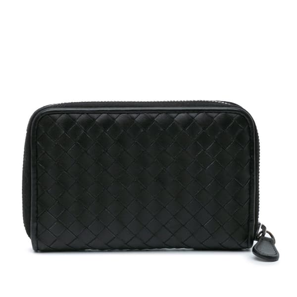 Pre-owned Bottega Veneta Nappa Intrecciato Zip Around Wallet Black