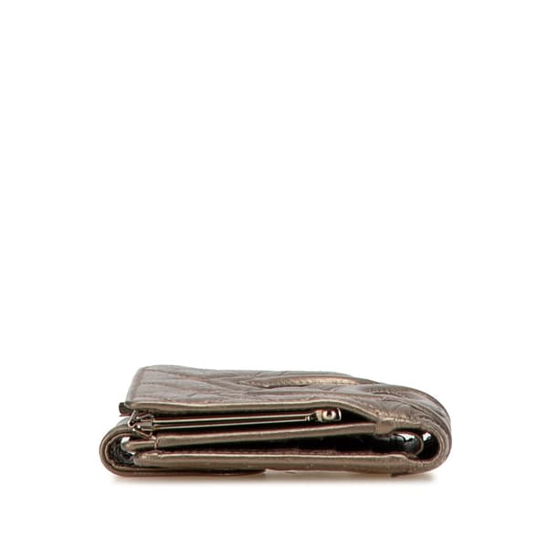 Pre-owned Chanel Metallic Aged Calfskin Cambon Ligne Bifold Wallet Brown