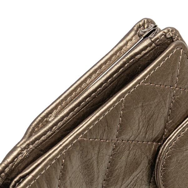 Pre-owned Chanel Metallic Aged Calfskin Cambon Ligne Bifold Wallet Brown