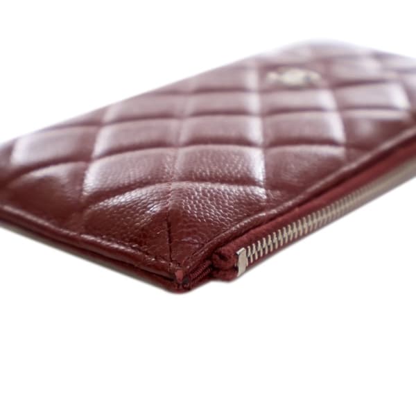 Pre-owned Chanel CC Quilted Caviar Flat Phone Case Wallet Pouch Red