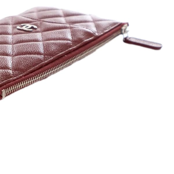 Pre-owned Chanel CC Quilted Caviar Flat Phone Case Wallet Pouch Red