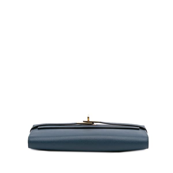 Pre-owned Hermès Epsom Kelly Longue Wallet Blue