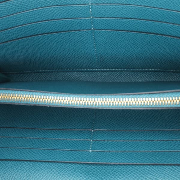 Pre-owned Hermès Epsom Kelly Longue Wallet Blue