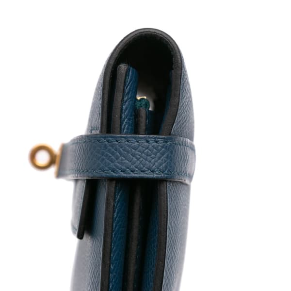 Pre-owned Hermès Epsom Kelly Longue Wallet Blue