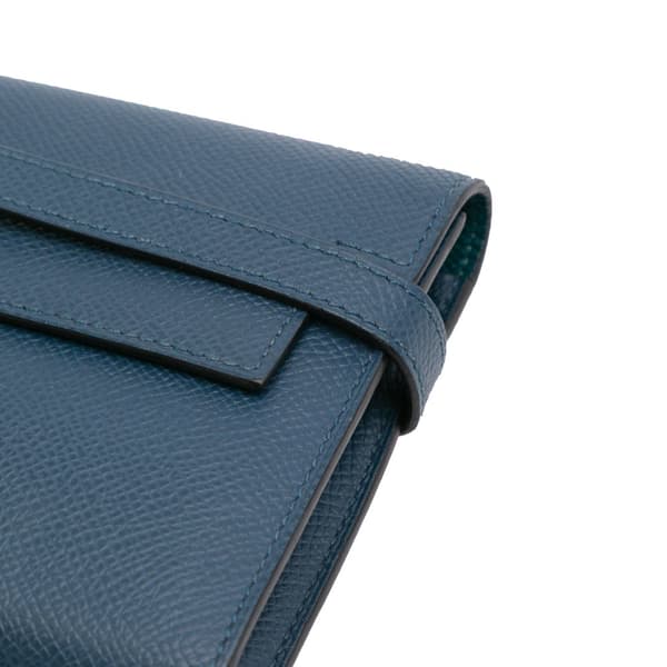 Pre-owned Hermès Epsom Kelly Longue Wallet Blue