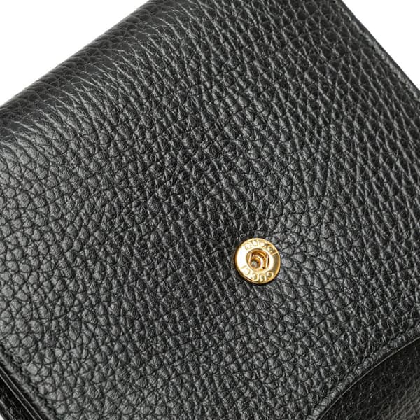 Pre-owned Gucci GG Marmont Leather Small Wallet Black