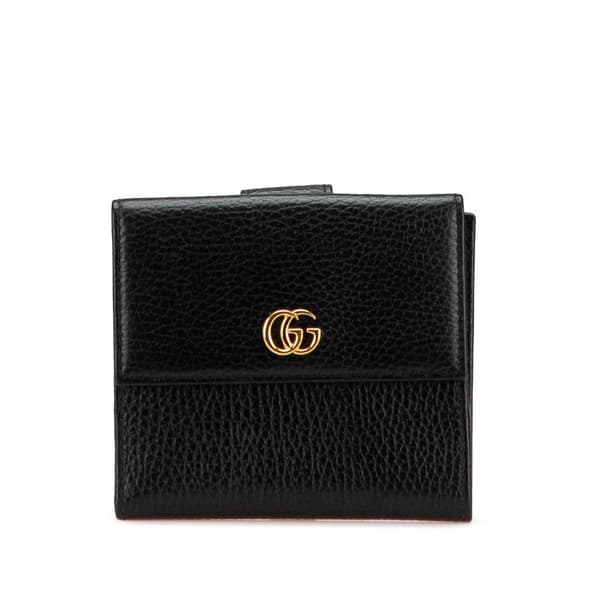 Pre-owned Gucci GG Marmont Leather Small Wallet Black