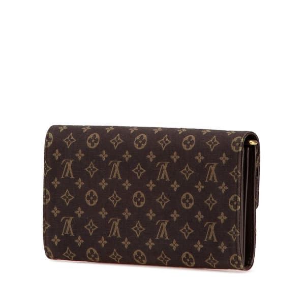 Pre-owned Louis Vuitton Monogram Mini Lin Sarah Wallet Brown