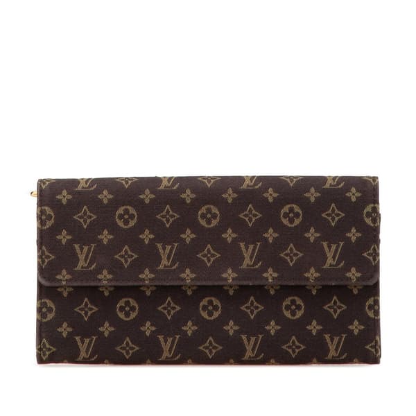 Pre-owned Louis Vuitton Monogram Mini Lin Sarah Wallet Brown