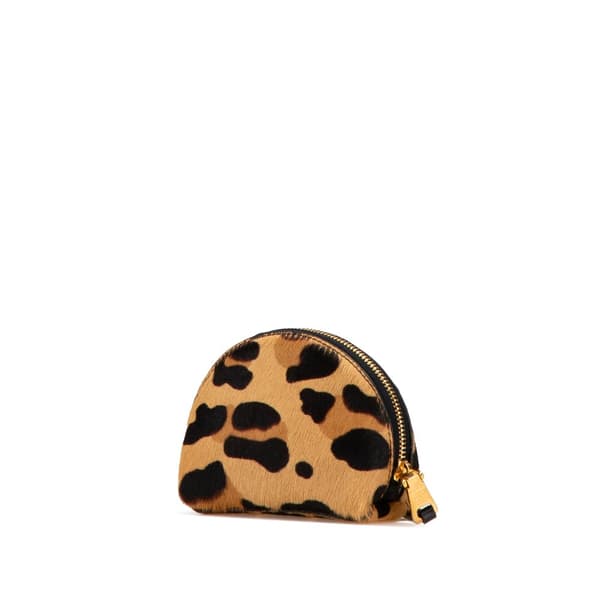 Pre-owned Prada Pony Hair Leopard Print Pouch Brown