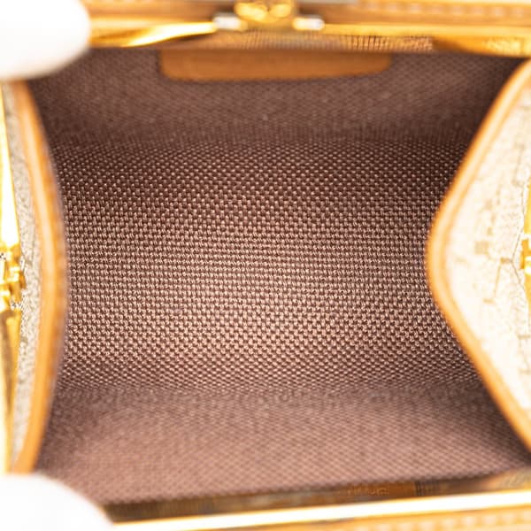 Pre-owned Dior Honeycomb Canvas Kisslock Coin Pouch Brown