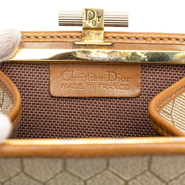 Pre-owned Dior Honeycomb Canvas Kisslock Coin Pouch Brown