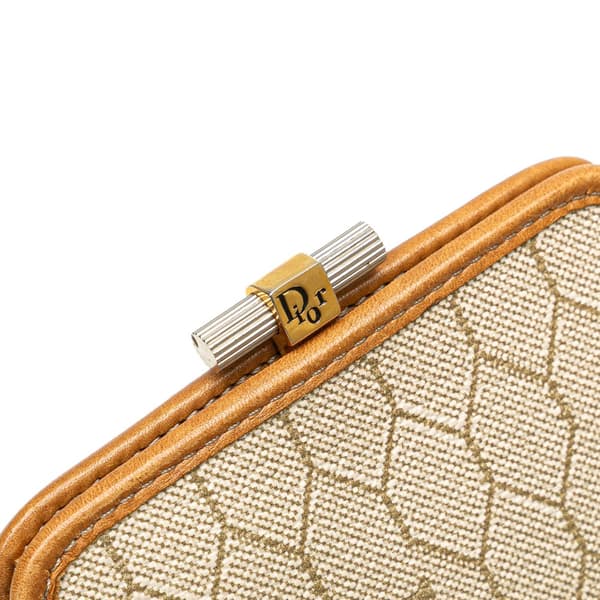 Pre-owned Dior Honeycomb Canvas Kisslock Coin Pouch Brown