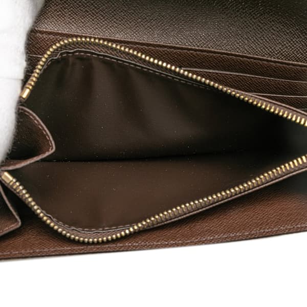 Pre-owned Louis Vuitton Damier Ebene Sarah Wallet Brown