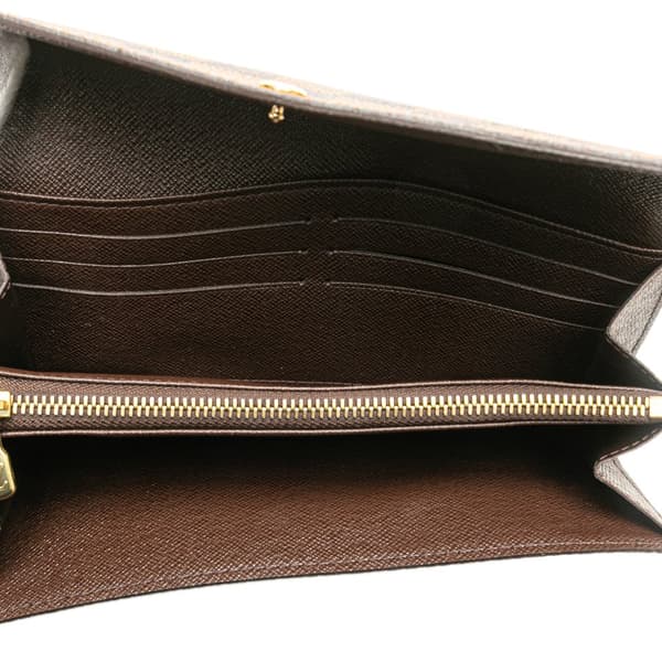 Pre-owned Louis Vuitton Damier Ebene Sarah Wallet Brown