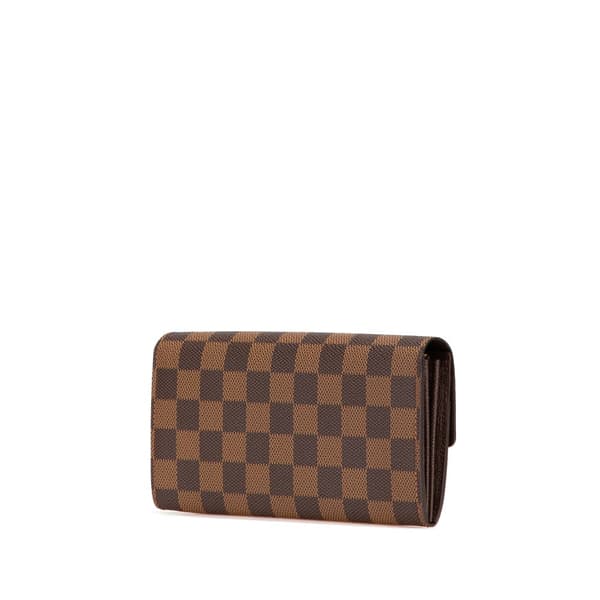 Pre-owned Louis Vuitton Damier Ebene Sarah Wallet Brown