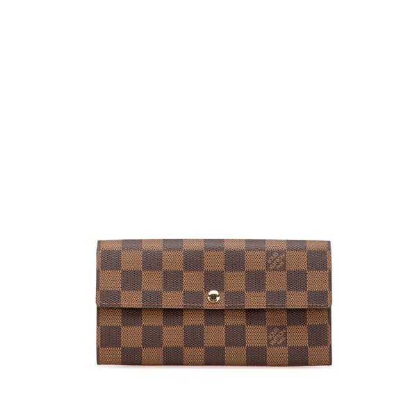 Pre-owned Louis Vuitton Damier Ebene Sarah Wallet Brown