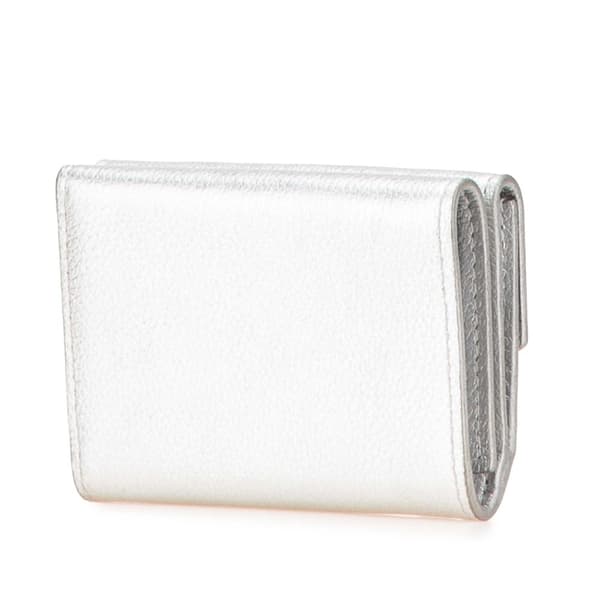 Pre-owned Louis Vuitton Leather Lockmini Wallet Silver