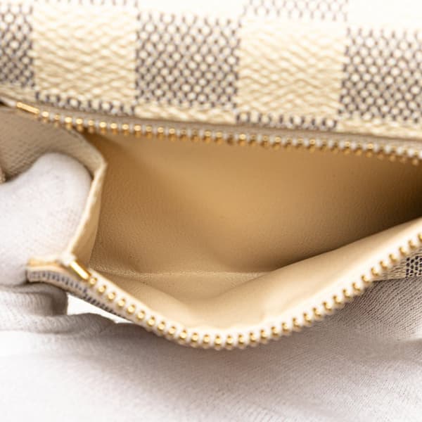 Pre-owned Louis Vuitton Damier Azur Portefeuille Koala Wallet White