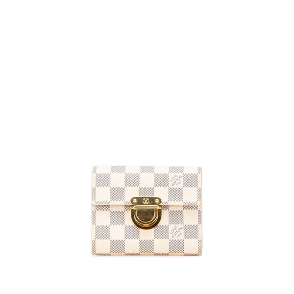 Pre-owned Louis Vuitton Damier Azur Portefeuille Koala Wallet White