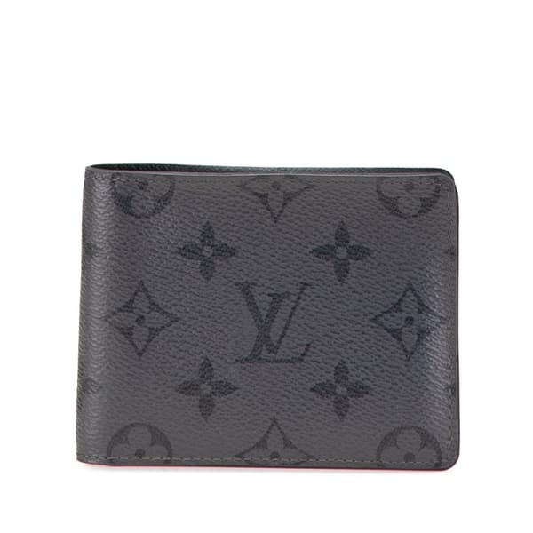 Pre-owned Louis Vuitton Monogram Eclipse Reverse Slender Wallet Gray