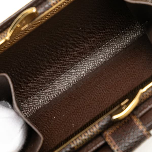 Pre-owned Louis Vuitton Damier Ebene Porte Monnaie Billets Viennois Brown