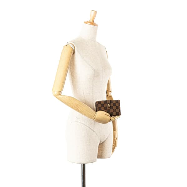 Pre-owned Louis Vuitton Damier Ebene Porte Monnaie Billets Viennois Brown