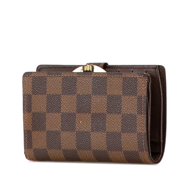Pre-owned Louis Vuitton Damier Ebene Porte Monnaie Billets Viennois Brown