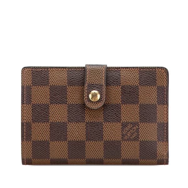 Pre-owned Louis Vuitton Damier Ebene Porte Monnaie Billets Viennois Brown