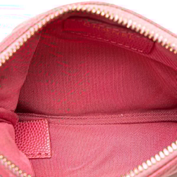 Pre-owned Chanel Small Quilted Caviar Cosmetic Case Pink