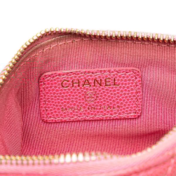 Pre-owned Chanel Small Quilted Caviar Cosmetic Case Pink