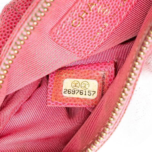 Pre-owned Chanel Small Quilted Caviar Cosmetic Case Pink