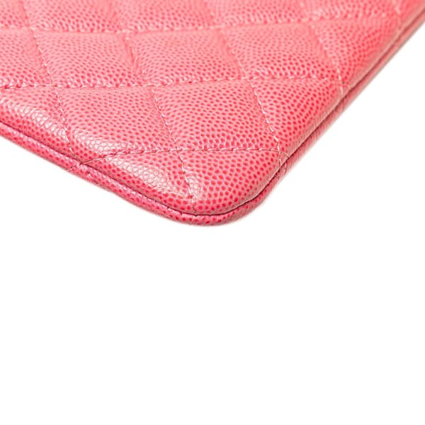 Pre-owned Chanel Small Quilted Caviar Cosmetic Case Pink