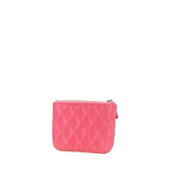 Pre-owned Chanel Small Quilted Caviar Cosmetic Case Pink