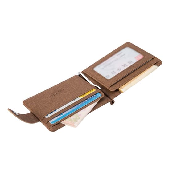 INF Stilren Linne Bifold Plånbok för Män - Kompakt Design Brun