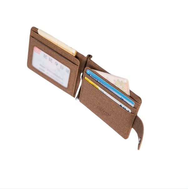 INF Stilren Linne Bifold Plånbok för Män - Kompakt Design Brun