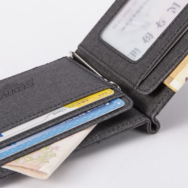 INF Stilren Linne Bifold Plånbok för Män - Kompakt Design Mörkgrå ränder