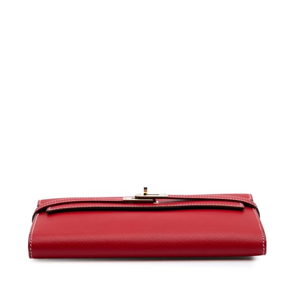 Pre-owned Hermès Epsom Kelly Longue Wallet Red