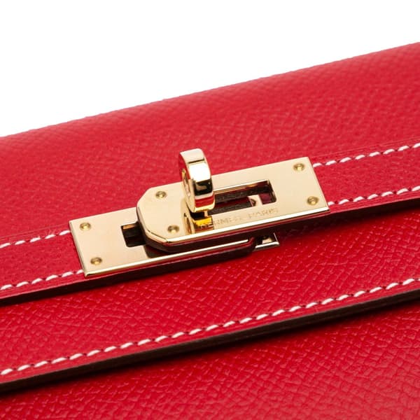 Pre-owned Hermès Epsom Kelly Longue Wallet Red